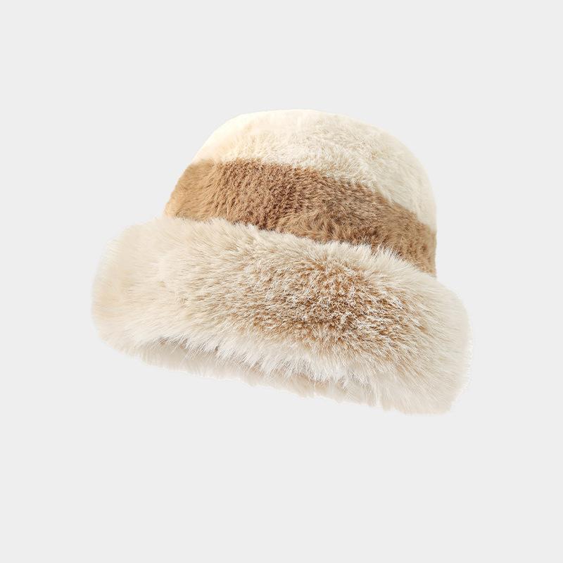 

Женская зимняя плюшевая шляпа-рыбачка в корейском стиле, утолщенная теплая хлопковая шляпа, подчеркивающая лицо, маленькая, из искусственного кроличьего меха, непродуваемая плюшевая шляпа, толстая One Size