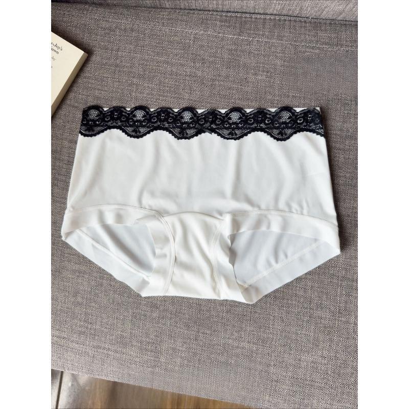 Ladies Summer Sexy Bow Lace Lace Polka Dot Breathable Mid Waist Triangle Briefs M