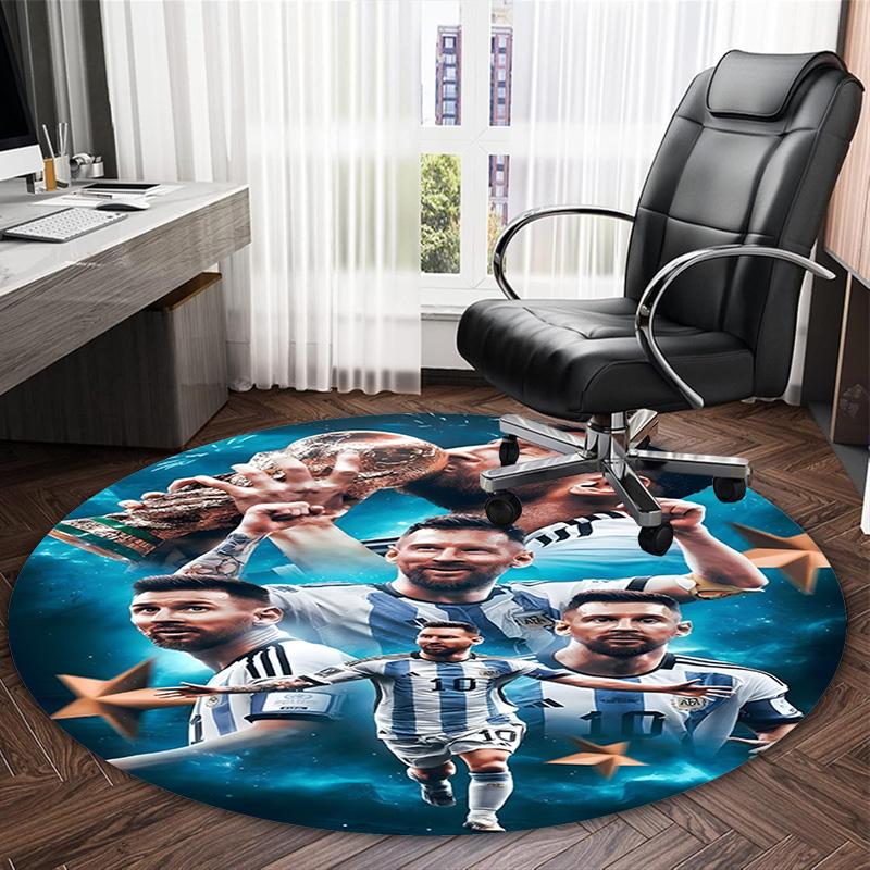 1pc M-Messi1 Carpet, Round Rug, Comfortable, Suitable for Entryways, Living Rooms, Office, And Bedrooms, Christmas Decoration