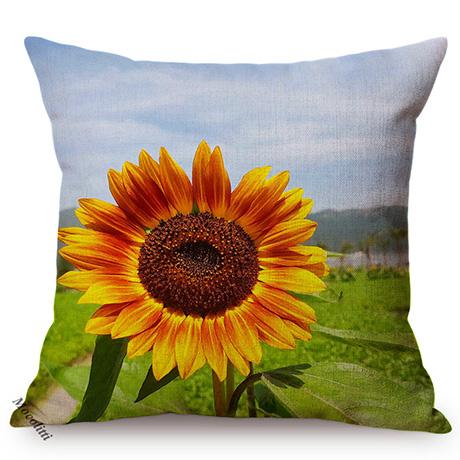 Sunflower Farm Natural Landscape Style Home Decor Sofa Pillow Case Nordic Pastoral Cotton Linen Living Room Chair Cushion Cover