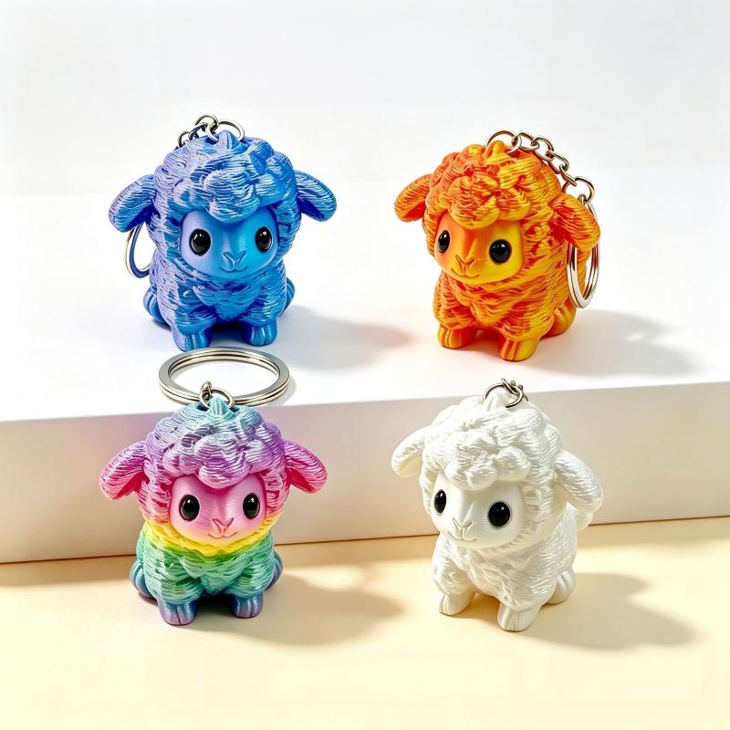 3D Printed Cute Sheep Keychain For Women Bag Decor Lovely Lamb Keyring Backpack Pendant Kawaii New Year Gifts Keychain Accessory