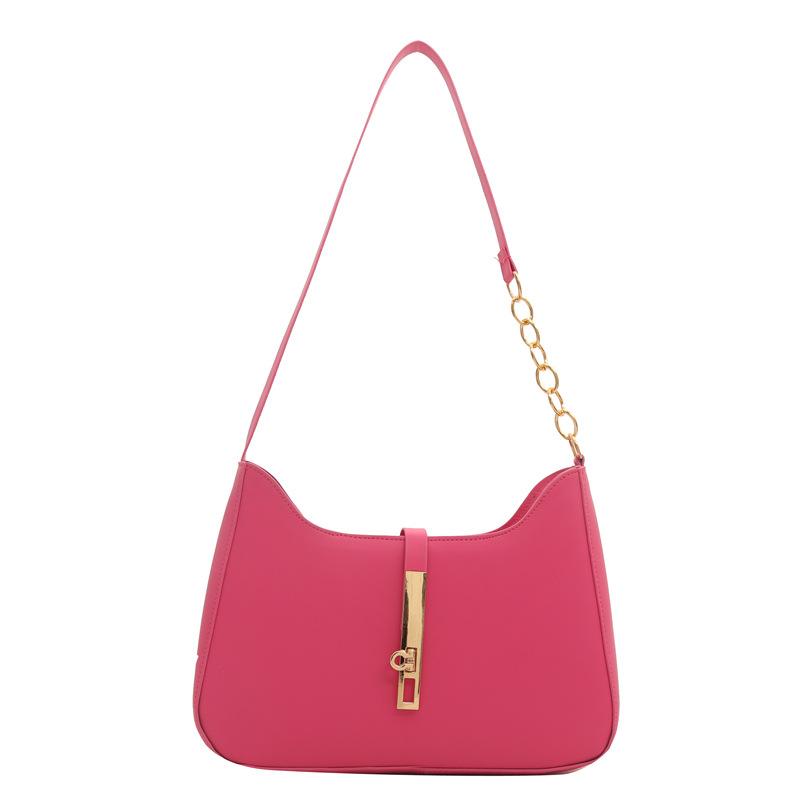 Women'S Bag Spring Small Square Bag Texture Hardware Pu Shoulder Bag Niche High-End Chain Oblique Span Bag
