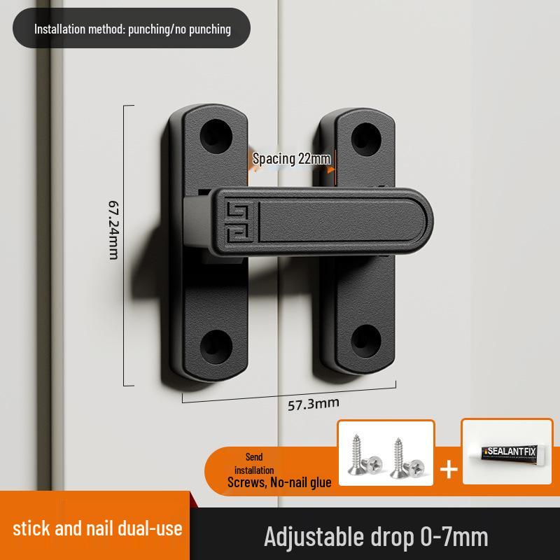 

Регулируемая накладная задвижка для раздвижной двери, не требующая сверления