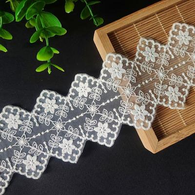 3Yards(2.7M)/lot 6.7cm Wide New Cotton Thread Mesh Embroidery Mesh Flower Lace Clothing Home Textile Decorative Accessories