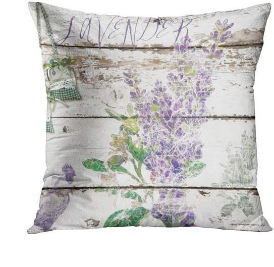 Flowers Lavender Linen Pillowcase Wedding Decorative Pillow Case For Home Pillow Cover 45X45(One Sides)