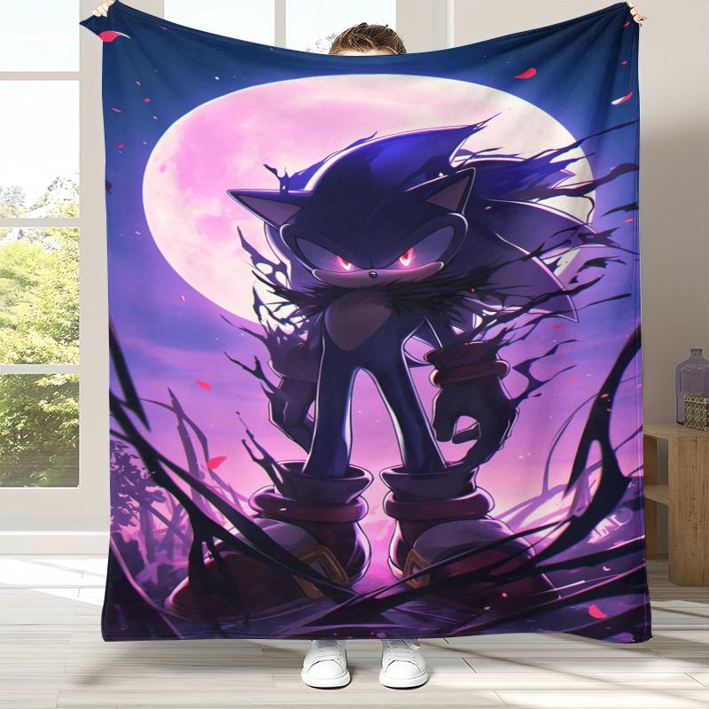 

Ретро Мультяшное Игровое Фланелевое Одеяло S-Sonic, Ультра Мягкое Теплое Плюшевое Покрывало для Дома, Спальни, Кровати, Дивана, Походного Пикника, Подарок 75x90cm