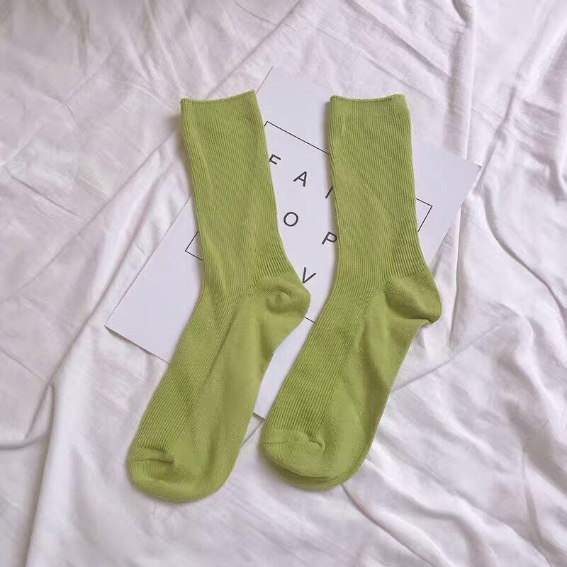 Colorful Harajuku Retro Women Lady Cotton Socks Fluorescent  Neon Color Korean Purple Yellow Pink Designer Skateboard Cool Cute