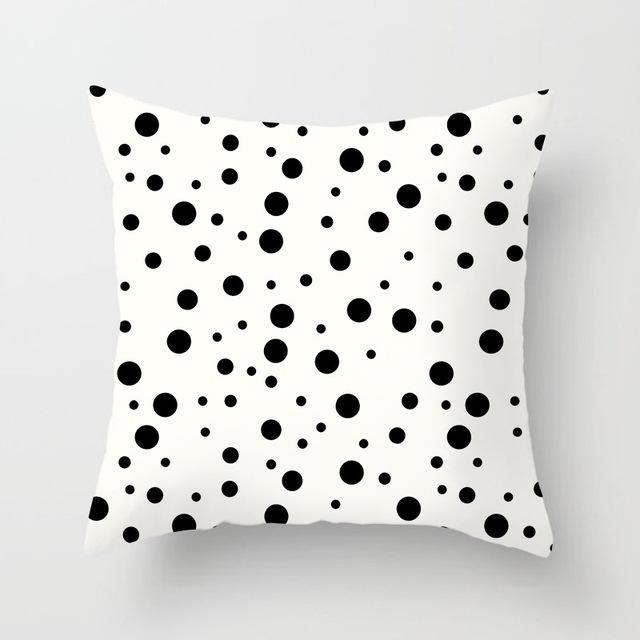 Geometric Cushion Cover Black and White Polyester Throw Pillow Case Striped Dotted Grid Triangular Geometric Art Cushion Cover