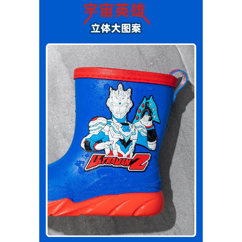 Boys' Rain Boots Ultraman Kindergarten Outdoor Thick-Soled Zero Children's Rain Shoes Toddler Lightweight Non-Slip Waterproof Rubber Shoes