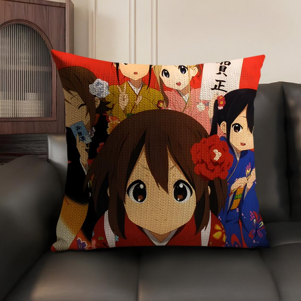 Anime KKON ON Cute Cushion Cover Natural Linen Organic Fabric DoubleSided Printing Sofa Home Decor Gift Pillow Case
