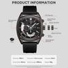 BORUSE Classic Casual Men's Watch Large Dial Sport Chronograph Quartz Watch Fashion Waterproof Calendar Men's Analog Watch with silicone strap watch