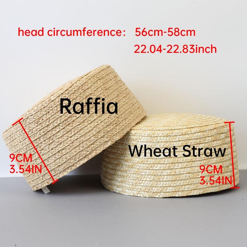 100% Natural Straw Flat Pillbox Hat Berets Women Vintage Raffia Fedoras Summer Party Charming Wedding Party Medicine Boater Hat