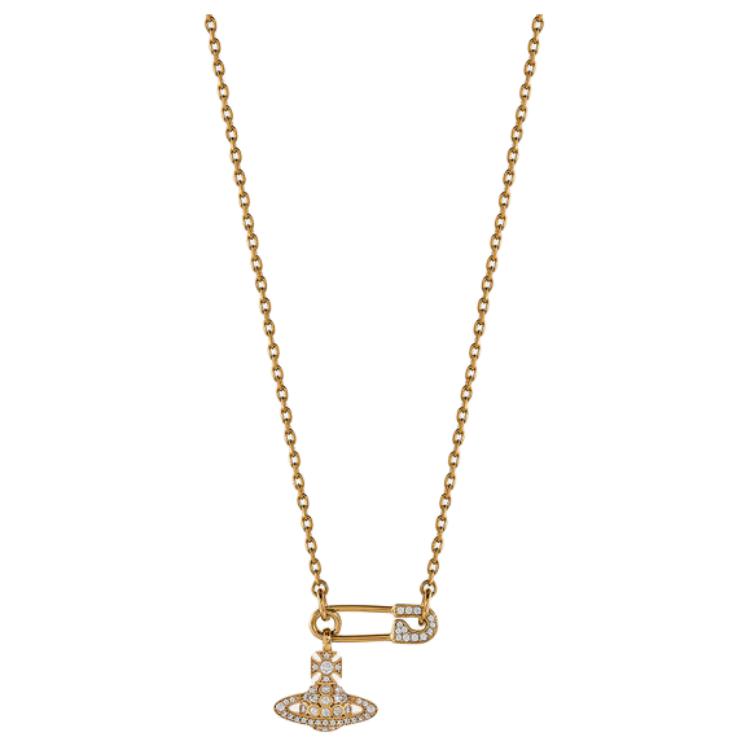 

Vivienne Westwood Pendant Design Crystal Necklace Women necklace Gold 63020291-02R102-IM Basic Packaging-Dust Bag+Box