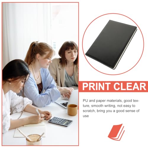 STOBOK A4 Business Notebook, 192 Pages, Large Capacity, Thick Ruled, PU Leather Hardcover, Diary, Minutes, Planner, Schedule Management, Simple and St