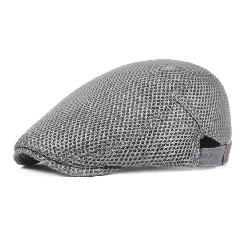 Summer Thin Hat Men's Hollowed Mesh Breathable Forward Hat Light Plate Retro Beret New