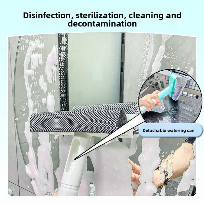 Household Glass Cleaner - Can Spray Water, Has A Glass Scraper, Three-color Window Cleaning Tool, Multi-functional Glass Cleaning Device