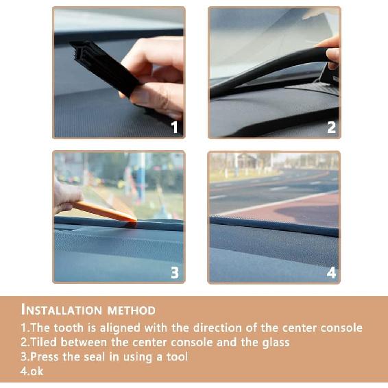 5.24Ft Car Windshield Trim Seal Strip for Dashboard - Dust & Soundproofing Rubber Seal Strip for Comfortable Driving - Universal Cuttable Automotive