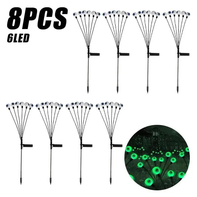 Halloween Outdoor Scary Eyeball Lights Led Green Warm White Multi Color Eyeball Blinking Firefly Lights Waterproof Solar Lights