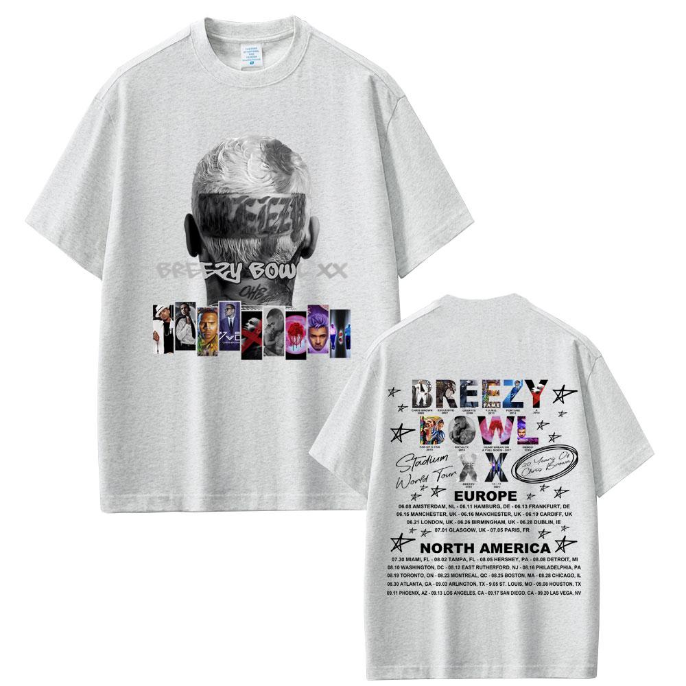 Rapper Chris Brown Breezy Bowl XX Tour 2025 T Shirt Unisex Women Hip Hop Fashion T-shirt High Quality Cotton Short Sleeve Tees Tops