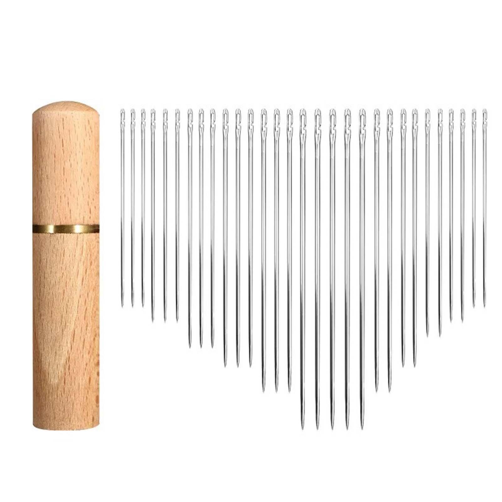 

30x Blind with Needle Case Embroidery Tool Assorted Needlework Multisizes for Elderly Hand Sewing Blind Sewing Needle