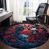 1pc Skulls Roses Office Round Area Rug, Under Office Chairs Bedroom Living Room Home Decor, Room Deco