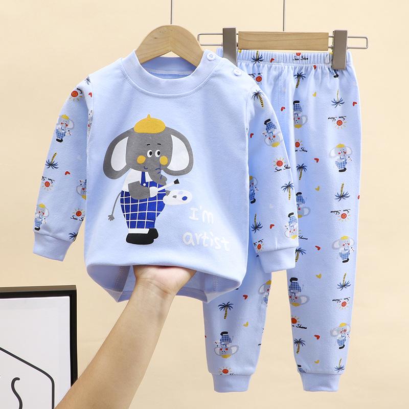 

Детский хлопковый пижамный комплект: Мальчиковое осенне-зимнее нижнее белье, топы и брюки 140 cm