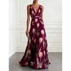 2026 European and American fashion evening dress A-shaped skirt women's sleeveless V-neck printed pendulum dress