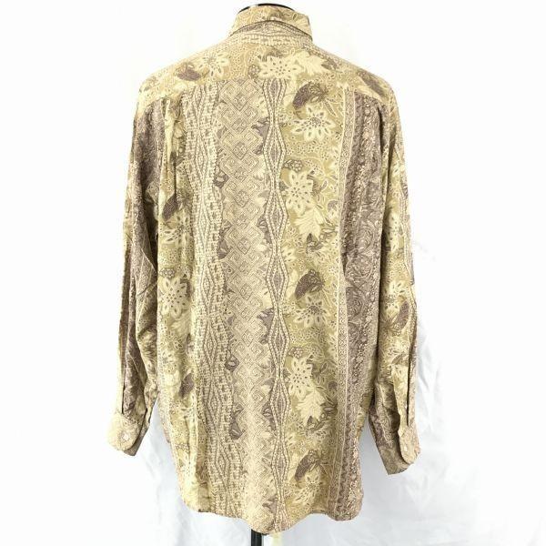 Vintage Made In Italy/NARACAMICIE Rayon Long Sleeve Patterned Shirt/Men’s S/Brown Tone/Gauntlet Button