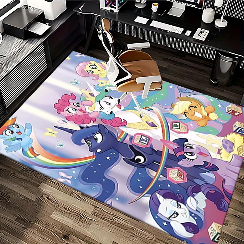 1pc My Little Pony Friendship is Magic Office Chair Mat - Anime Cartoon Design, Non-Slip Carpet for Home Decor, Living Room, Bedroom, Game Room, Birth