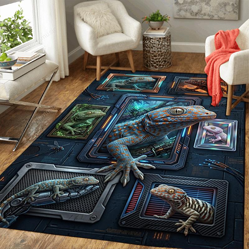 Gecko Frames Pattern Rug Floor Mat for Living Room or Bedroom Soft and Comfortable Carpet a Gift for Birthday and Holiday.