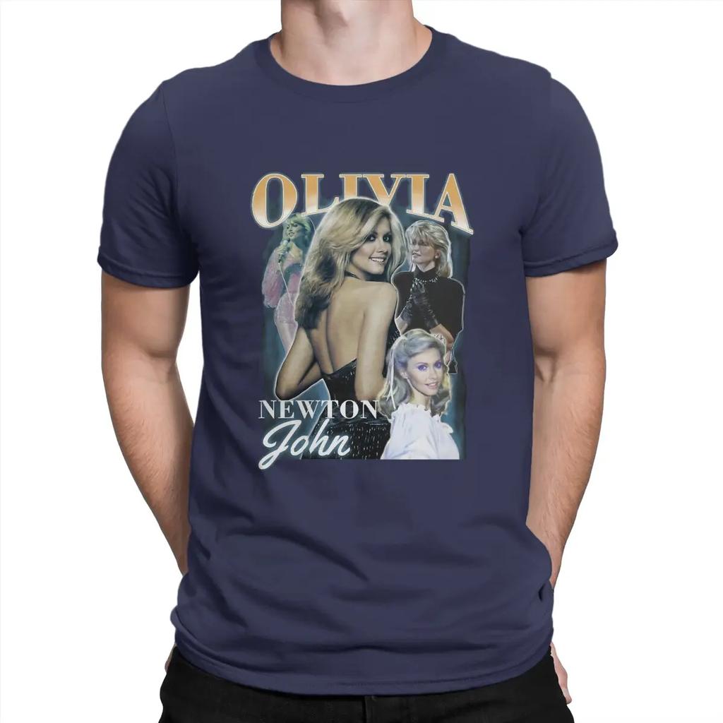 Funny Australian Pop Female Singer T-Shirts Men O Neck Cotton T Shirt Olivia Newton John Short Sleeve Tee Shirt Original Clothes