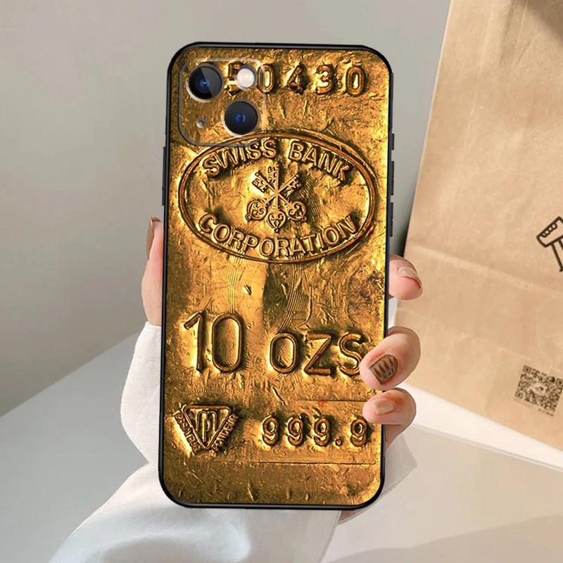 Switzerland Fine Gold Case For iPhone 16 15 14 13 11 12 Pro Max XS X XR Plus Back Cover For iPhone 16 15 14 12 13 Mini