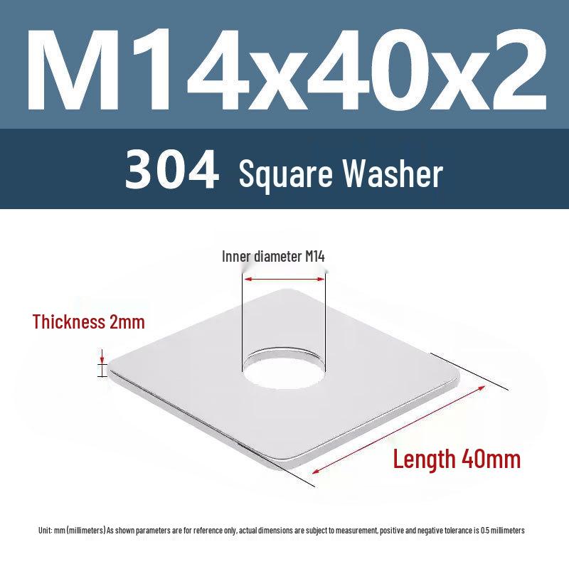 Yigu 304 Stainless Steel Thickened Square Flat Washer M3/M4/M5