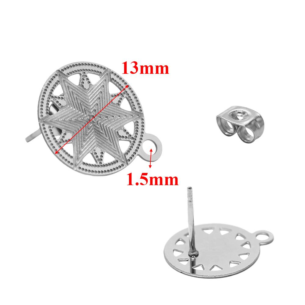 10pcs 304 Stainless Steel Hollow Flower Studs for DIY Drop Earrings Post Findings Jewelry Making Dangle Charms Connectors