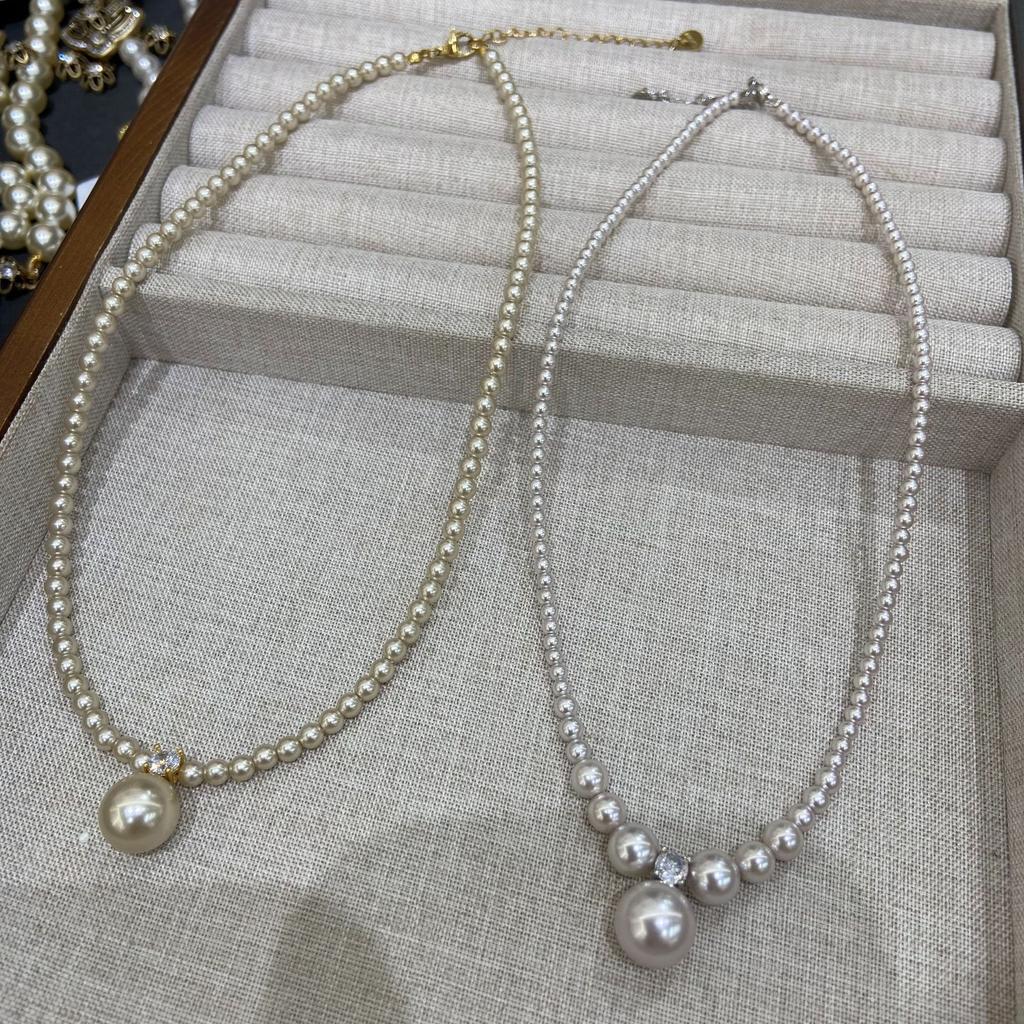 French Flash Diamond Millet Bead Pendant Necklace Female Elegant Collarbone Chain Temperament High-End Neck Chain