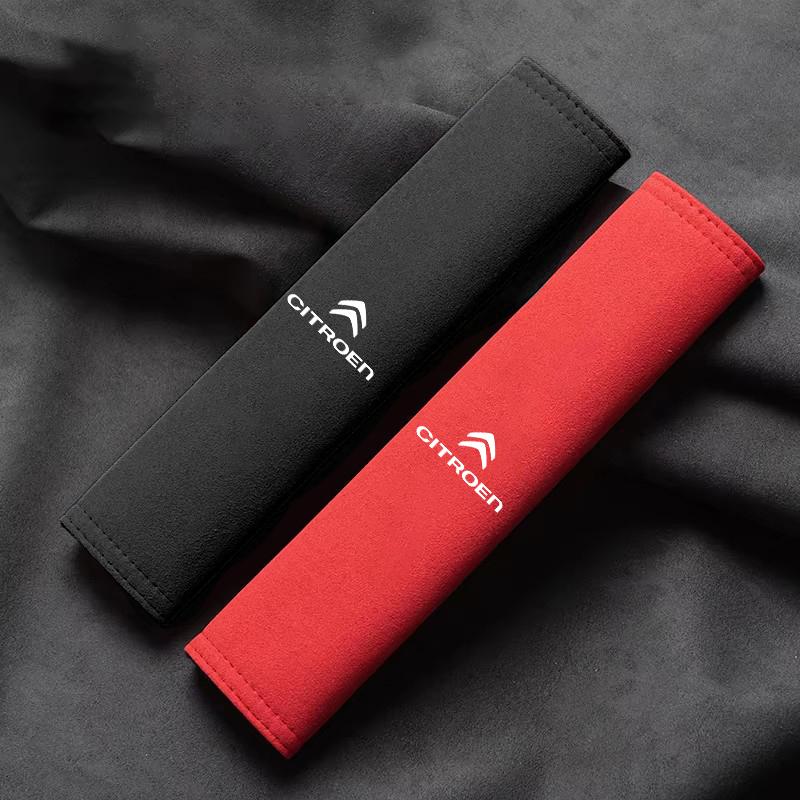 JOFT7 2Pcs Car Seat Belt Shoulder Pad Suede Protector Comfort Cushion For Citroen C3 C5 C5X C4 e-C4 X e-C3 C-Elysee Berlingo Keychain