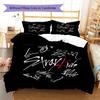 Literie à motif SKZ, Ensemble couette Housse de couette Taie d'oreiller Cadeau d'anniversaire pour la maison (1 housse de couette + 2 taies d'oreiller, sans garniture.)