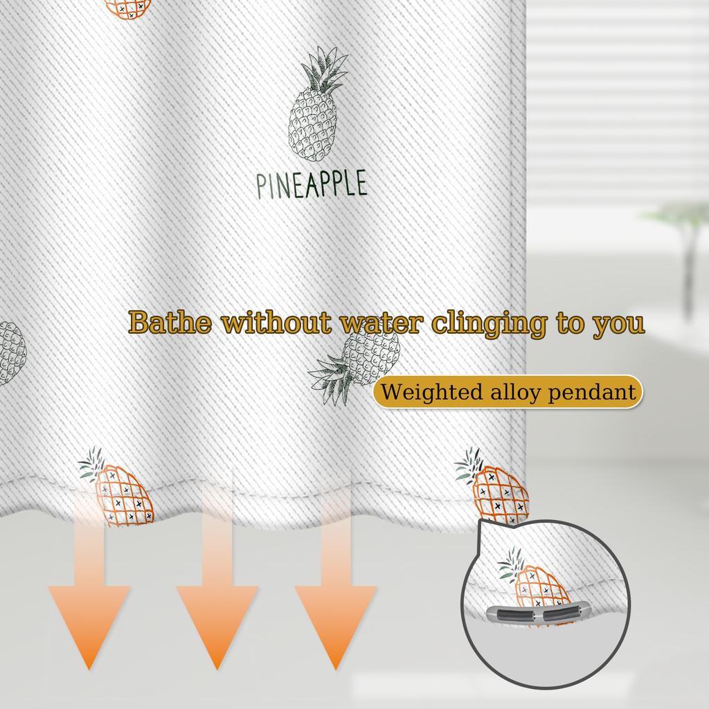 Elegant Style Pineapple Shower Curtain - Instagram Style Waterproof Polyester Design