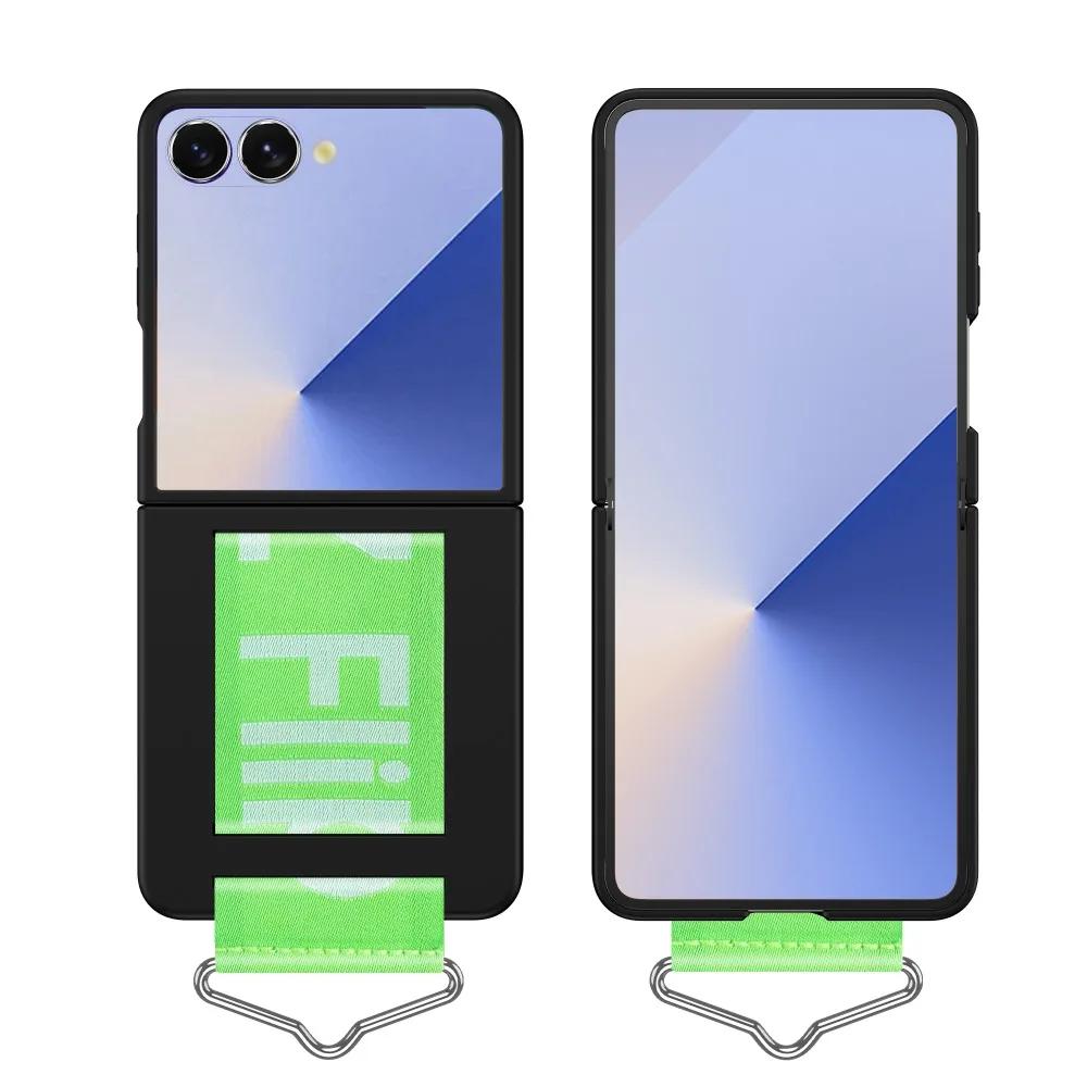 Hochwertige, ultra-dünne Handyhülle mit Hautgefühl für Samsung Galaxy Z Flip7 Flip6 Flip5 Flip4 5G, mit Armband und Ring, Schutzhülle