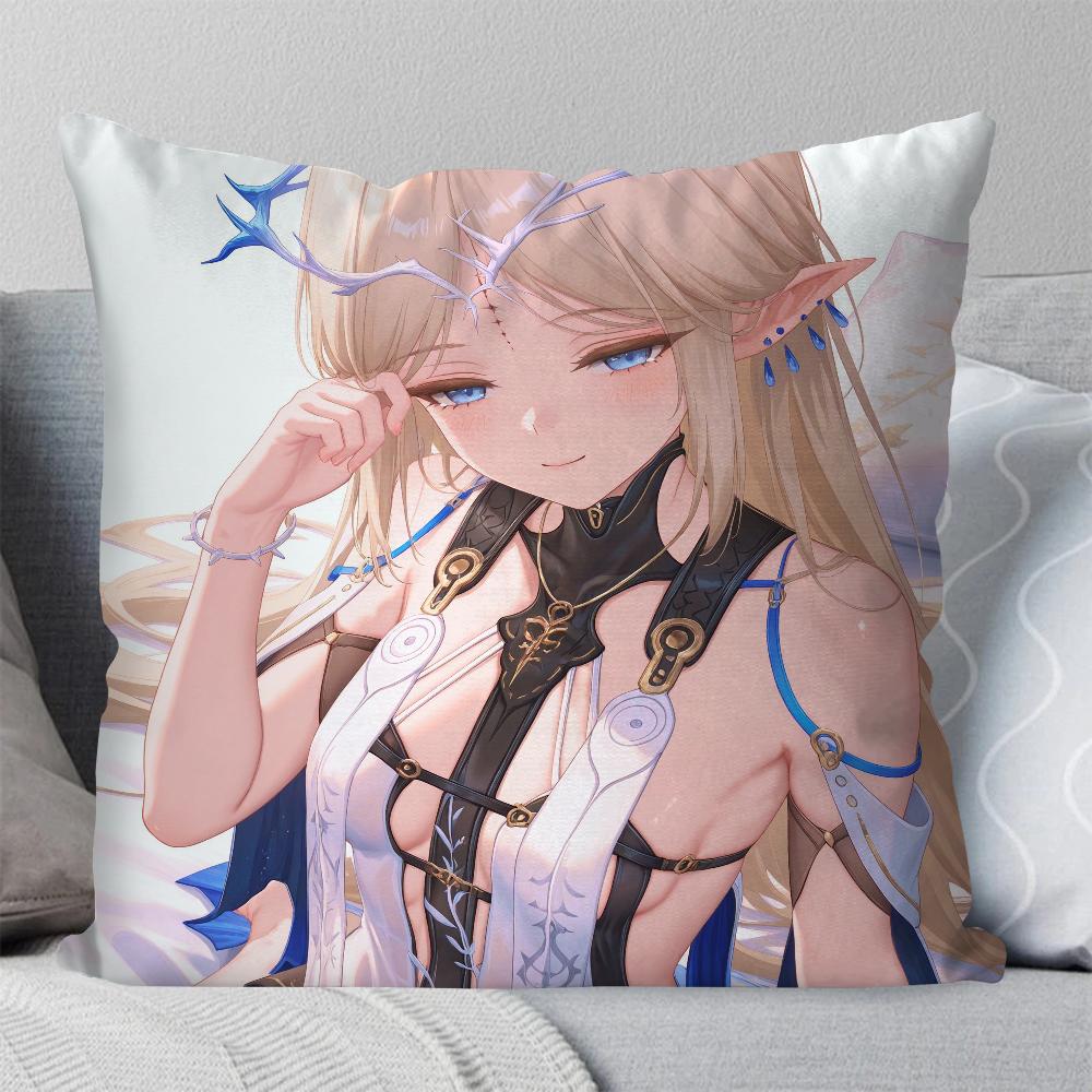 Cartethyia Anime Game W-Wuthering Waves Pillow Case Square Pillow Bedroom Sofa Leisure Comfort Living Room Home Decoration 40X40