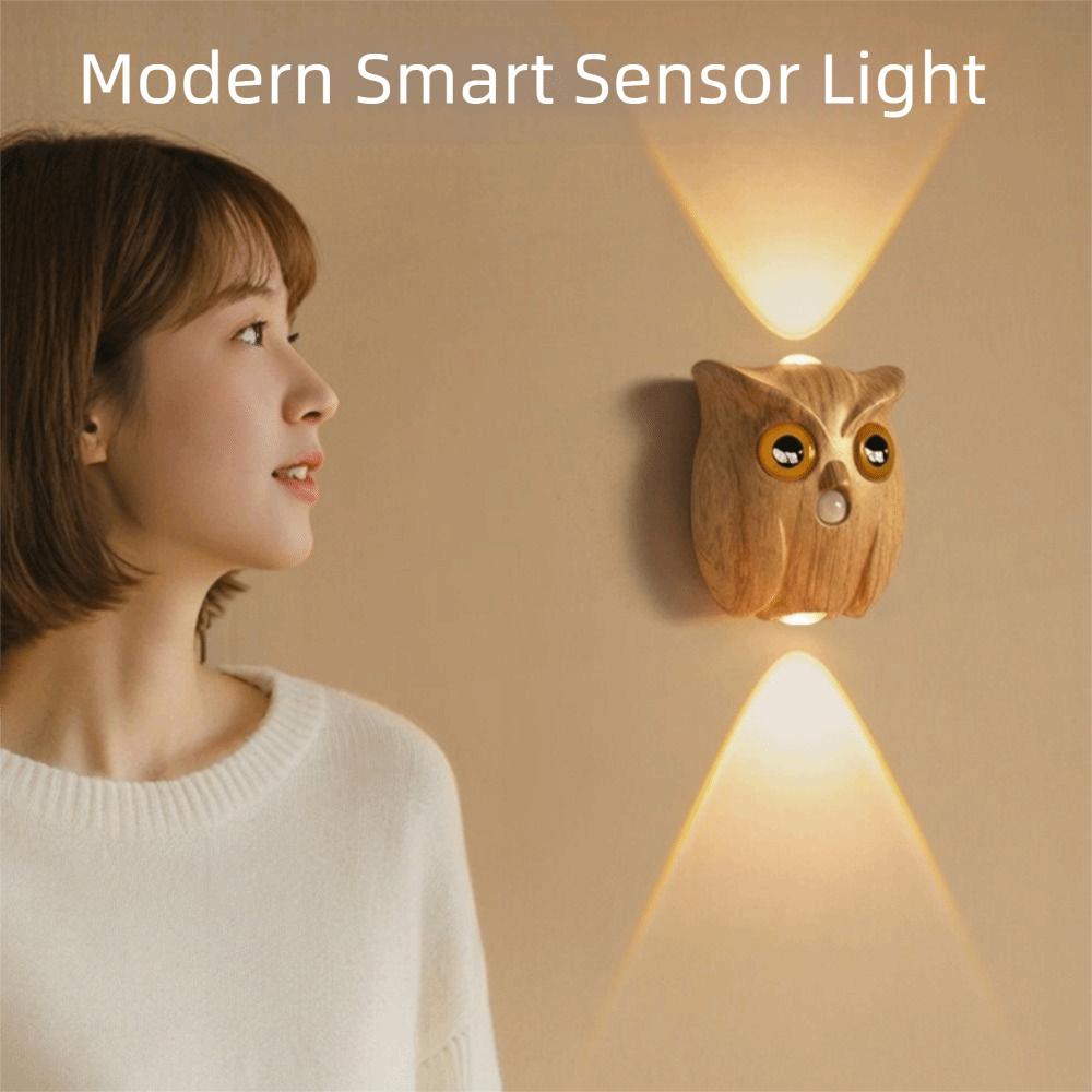 Rechargeable Smart Sensor Night Light Color Wall Lamp Intelligent Charging Owl Table Lamp Magnetic Base Adjustable Brightness