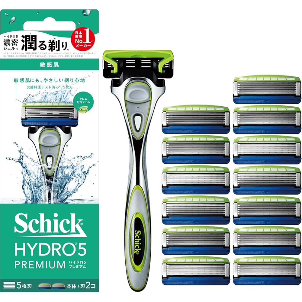 

Schick Hydro 5 Premium Sensitive Skin Razor Holder with 13 Replacement Blades Men s Shaving Set