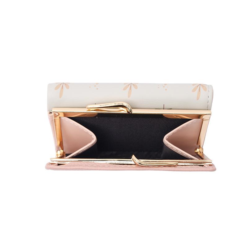 Wallet Women's Short PU Printed Zipper Sweet  Ladylike Printed Zipper Student Coin Women's Coin Purse