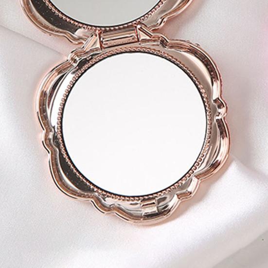 Yousheng 3D Rose Double-sided Mirror Portable Travel Mini Foldable Makeup Mirror Women Girls Vintage Pocket-sized Handheld Vanity Mirror