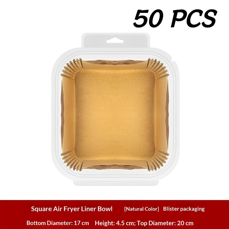 50/100/150/200Pcs Air Fryer Paper Liner Square Air Fryer Reusable Non-Stick Parchment Papers Oil-Absorbing Paper Air Fryers