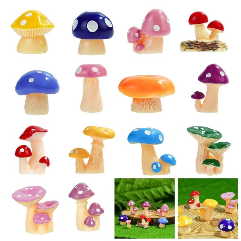 Resin Mushrooms for Outdoor and Indoor Use for Home Decoration Garden Projects Weather Resistant Miniature Ornaments