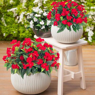 Realistic 7-Branch Balsam Bonsai Silk Flower for Home Decor