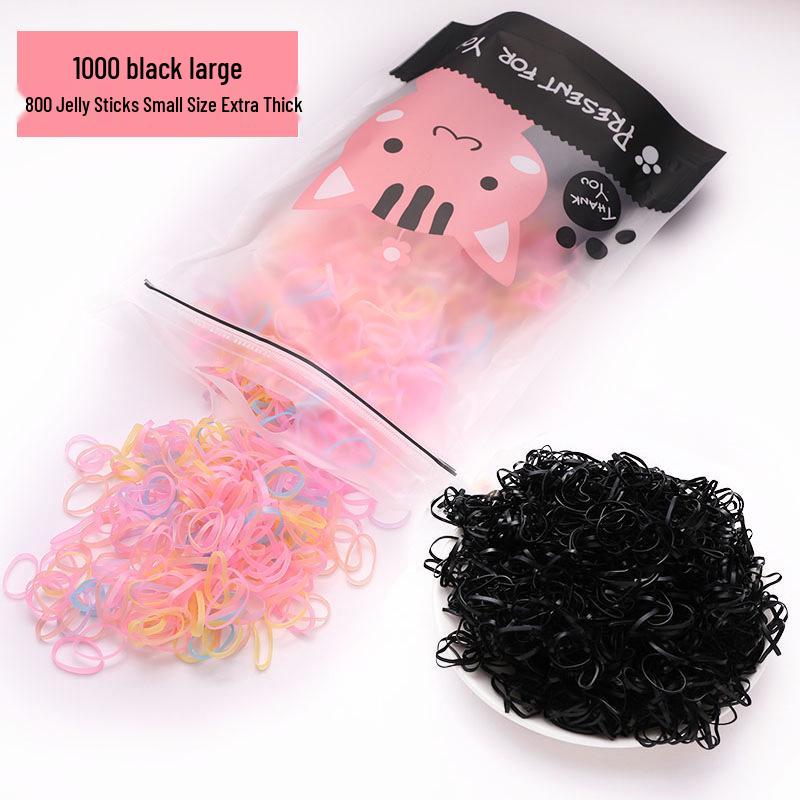 Children's Extra Thick Black Elastic Hair Ties - No Damage, High Elasticity
