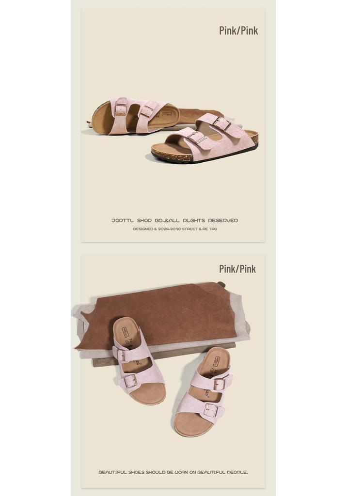 Cowhide Leather Two-Strap Birkenstock Sandals with 3cm Thick Sole - 2026 New Style