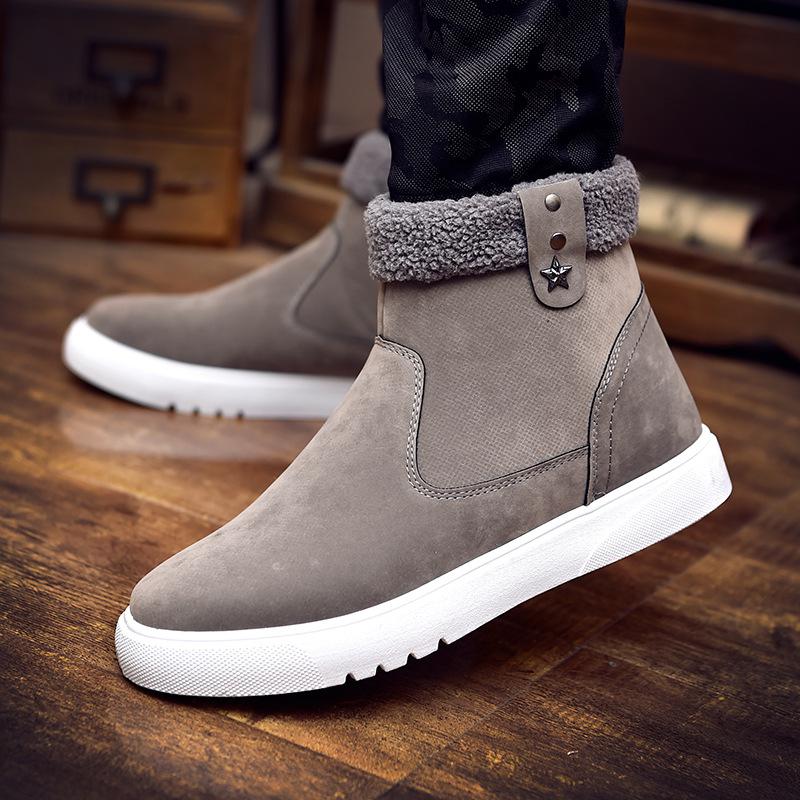 Winter Brown Men's Snow Boots Plush Warm Men Ankle Boots High-top Casual Leather Shoes for Men Comfortable Zapatos Para Hombres